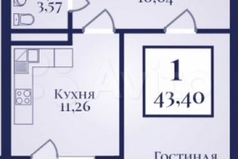 Своб. планировка, 43,4 м², 15/16 эт. на продажу в Махачкале | Купить квартиру | Авито