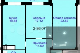 2-к. квартира, 86 м², 2/12 эт.